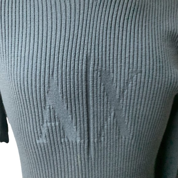 ARMANI EXCHANGE‎ Midnight Blue Ribbed Knit Logo V Neck Long Sleeve Sweater - Picture 3 of 11